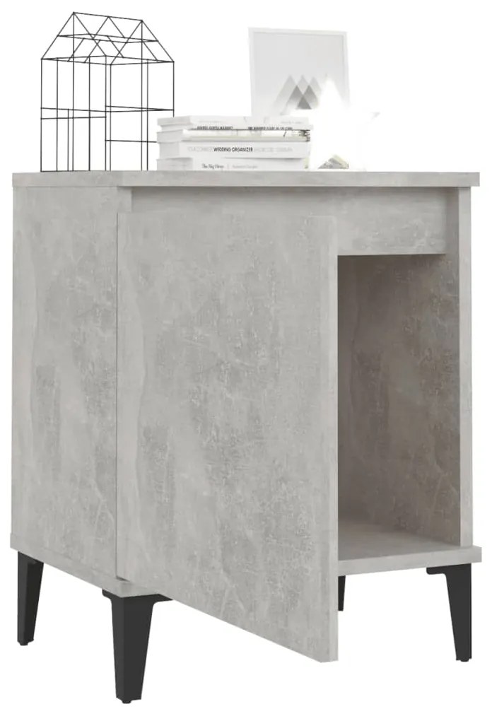 vidaXL Κομοδίνο Γκρι Σκυροδέματος 40 x 30 x 50 εκ. με Μεταλλικά Πόδια
