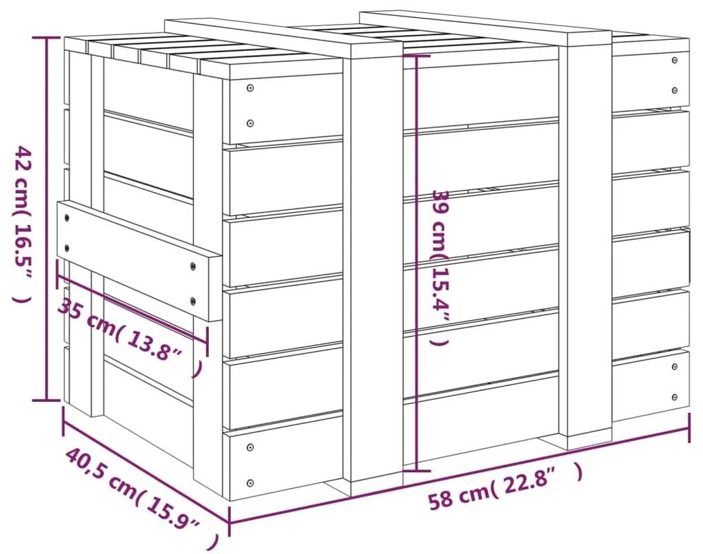 Κουτί Αποθήκευσης 58 x 40,5 x 42 εκ. από Μασίφ Ξύλο Πεύκου - Καφέ