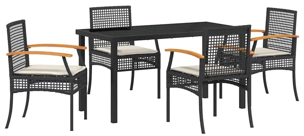 vidaXL Σέτ φαγητού για κήπο 5 pcs Μαύρο συνθετικό ρατάν