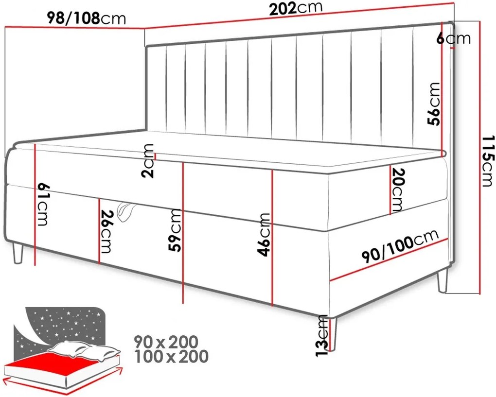 Καναπές κρεβάτι Junior Maja II-Kokkino-100 x 200