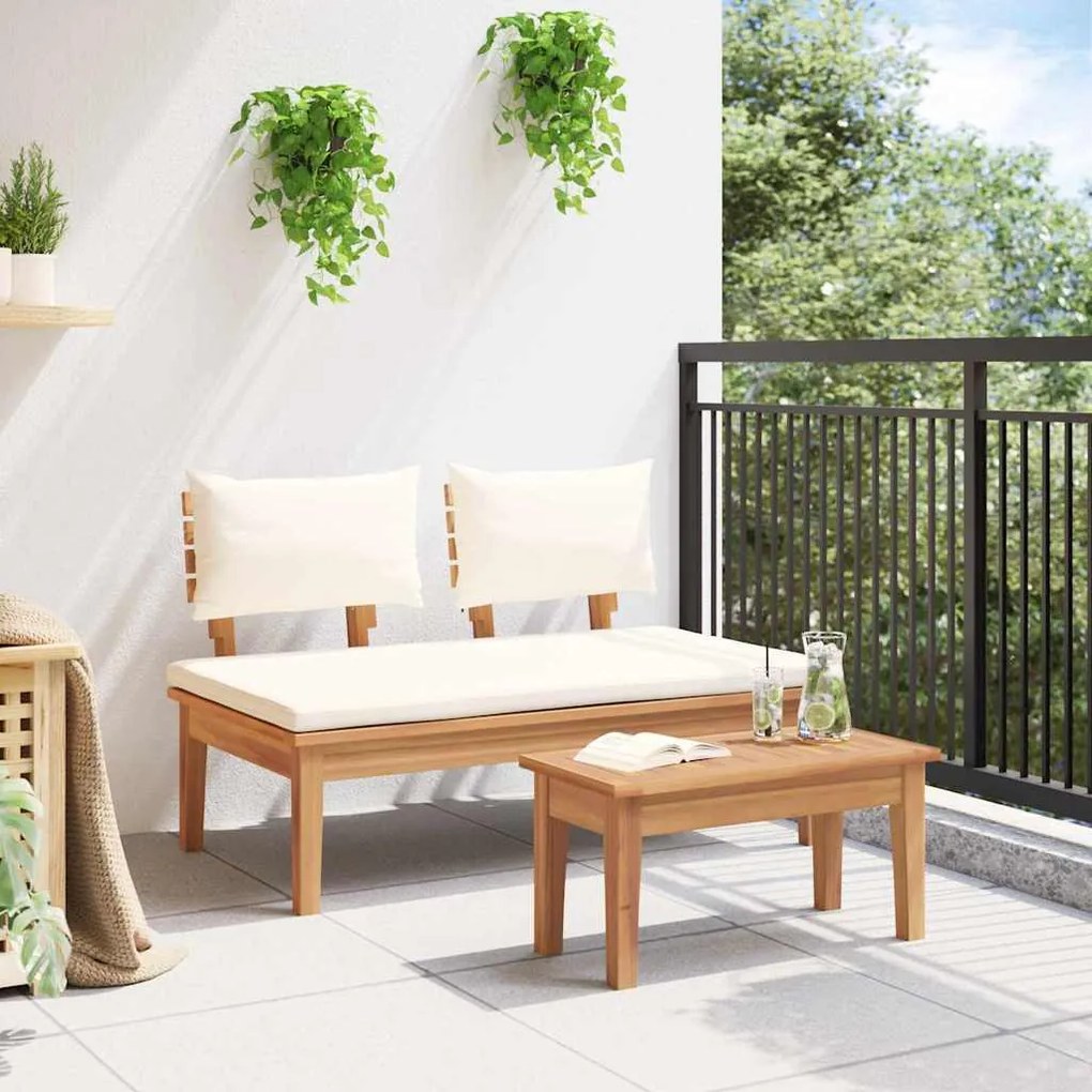 vidaXL Παγκάκι κήπου 2 pcs Καφέ Μασίφ ξύλο teak