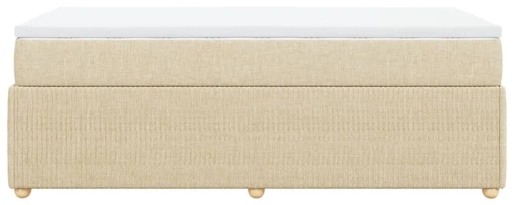 vidaXL Κρεβάτι Boxspring με Στρώμα Κρεμ 90x190 εκ.Υφασμάτινο