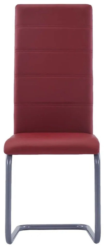 Καρέκλες Τραπεζαρίας «Πρόβολος» 4 τεμ. Κόκκινες Συνθετικό Δέρμα - Κόκκινο