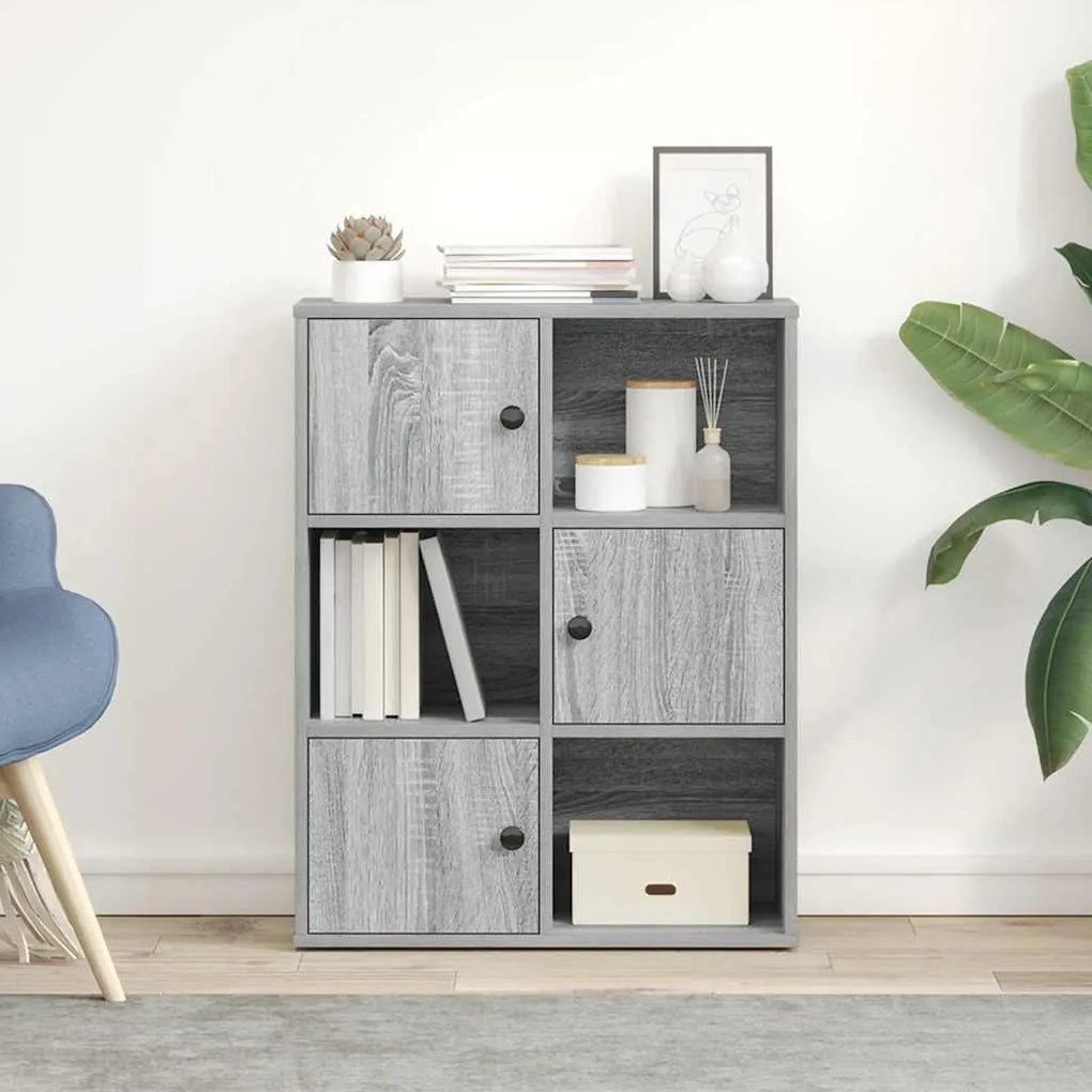 Βιβλιοθήκη Γκρι Sonoma 60x24x76,5 εκ. από Επεξεργασμένο Ξύλο - Γκρι