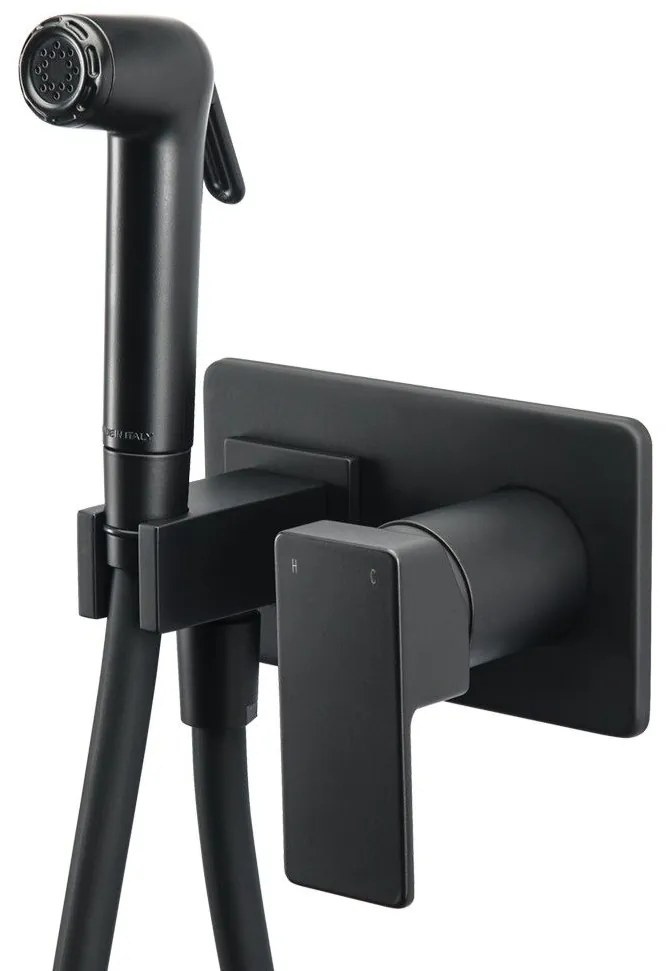 Eurorama Flush Mix Black Matt Μίκτης Εντοιχισμού 2 Οπών με Ντουζάκι