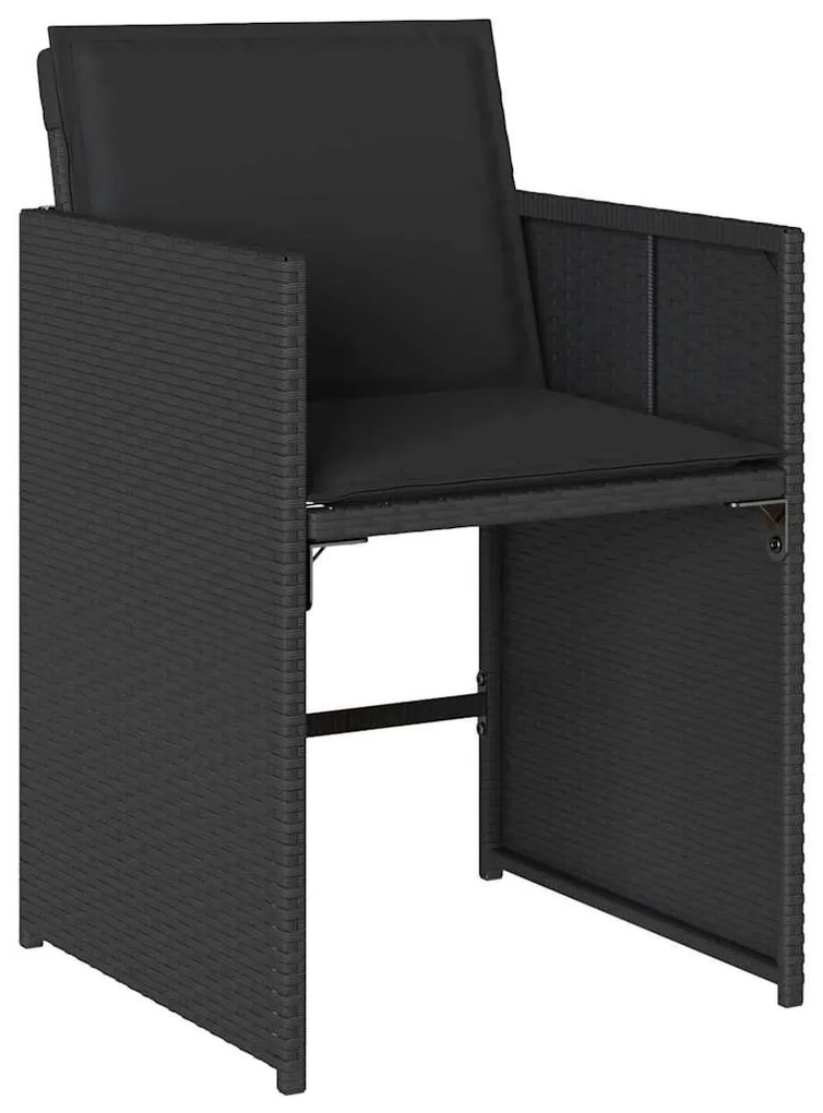 vidaXL Σέτ φαγητού για κήπο με μαξιλάρι 5 pcs Μαύρο συνθετικό ρατάν