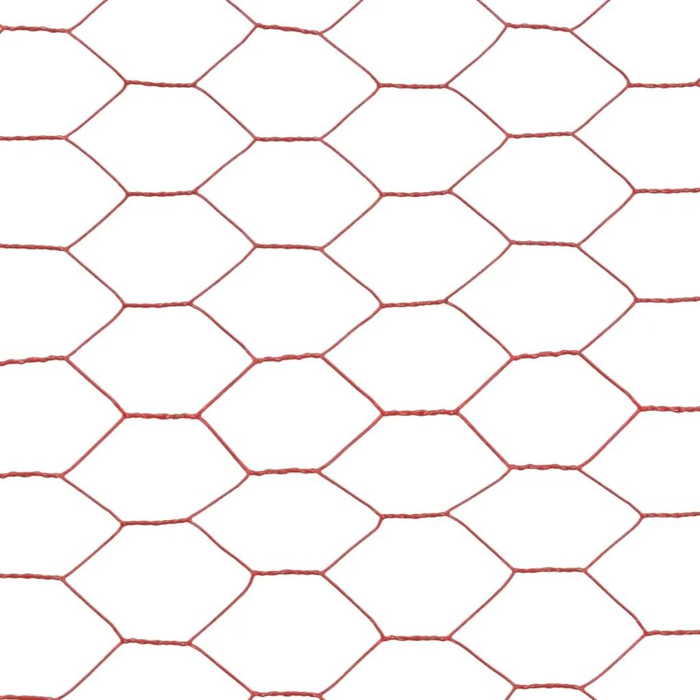 vidaXL Συρματόπλεγμα Εξάγωνο Κόκκινο 25x1 μ. Ατσάλι με Επικάλυψη PVC