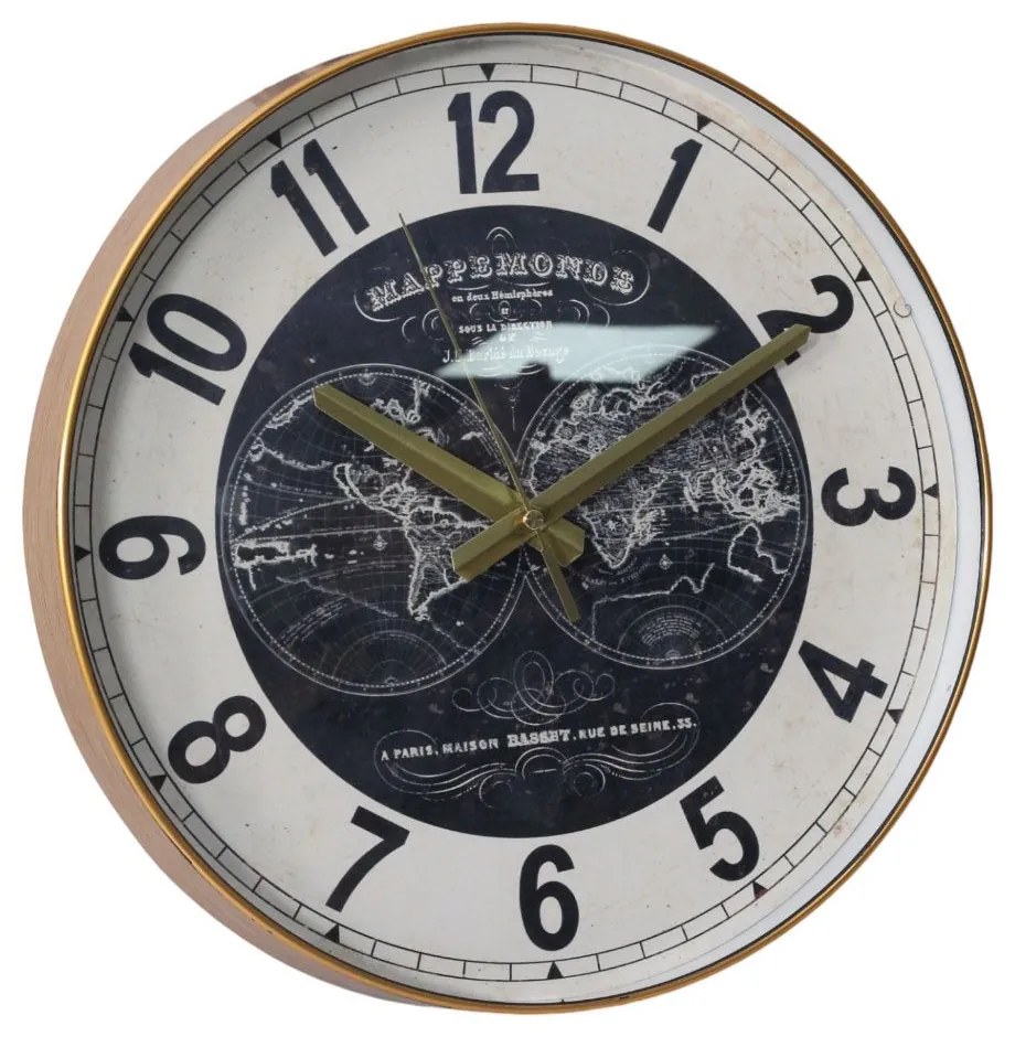Ρολόι Τοίχου Υδρόγειος 838165 Φ30cm Brown-Black-Gold Ankor Πλαστικό