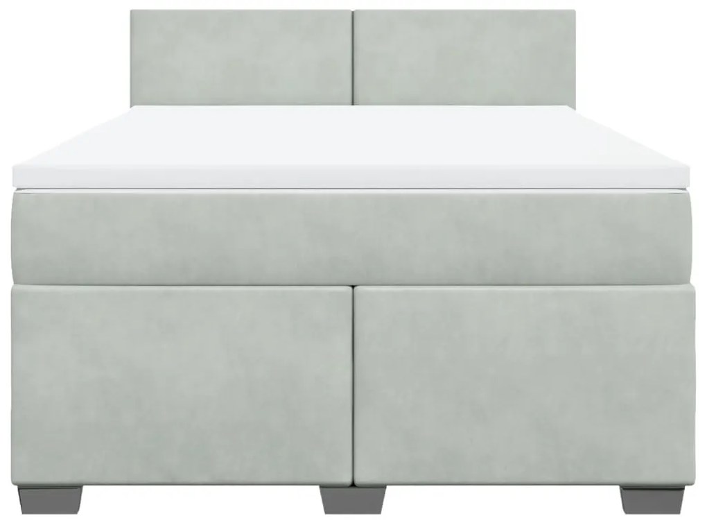 vidaXL Κρεβάτι Boxspring με Στρώμα Ανοιχτό Γκρι 140x190 εκ. Βελούδινο