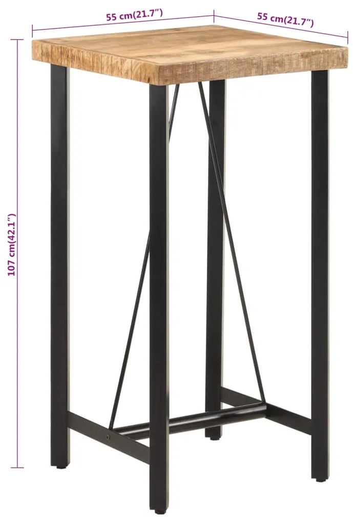 vidaXL Τραπέζι Μπαρ 55x55x107 εκ. από Μασίφ Ξύλο Μάνγκο &amp; Σίδηρο