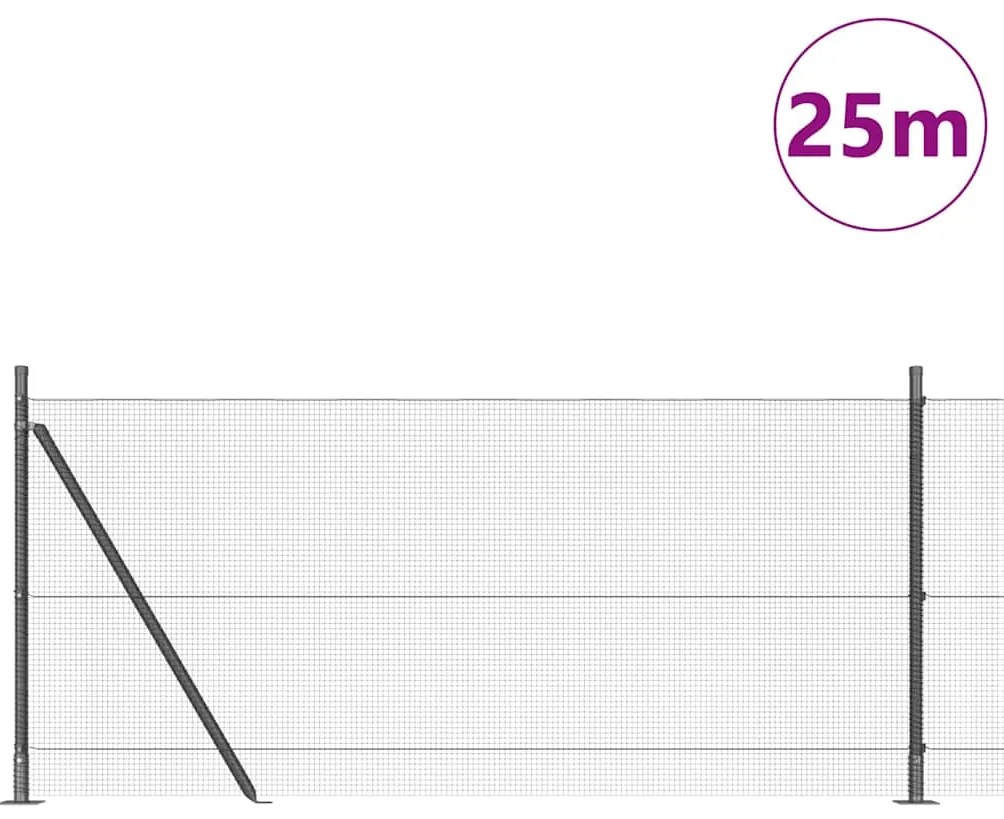 vidaXL Φράχτης με Στήλες. Γκρι 0.8 x 25 m Ατσάλι