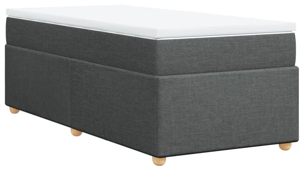 vidaXL Κρεβάτι Boxspring με Στρώμα Σκούρο Γκρι 100x200 εκ. Υφασμάτινο