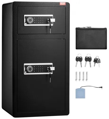VEVOR Double Door 5.5 cu.ft Safe Box with Key Lock Password Cabinet Black