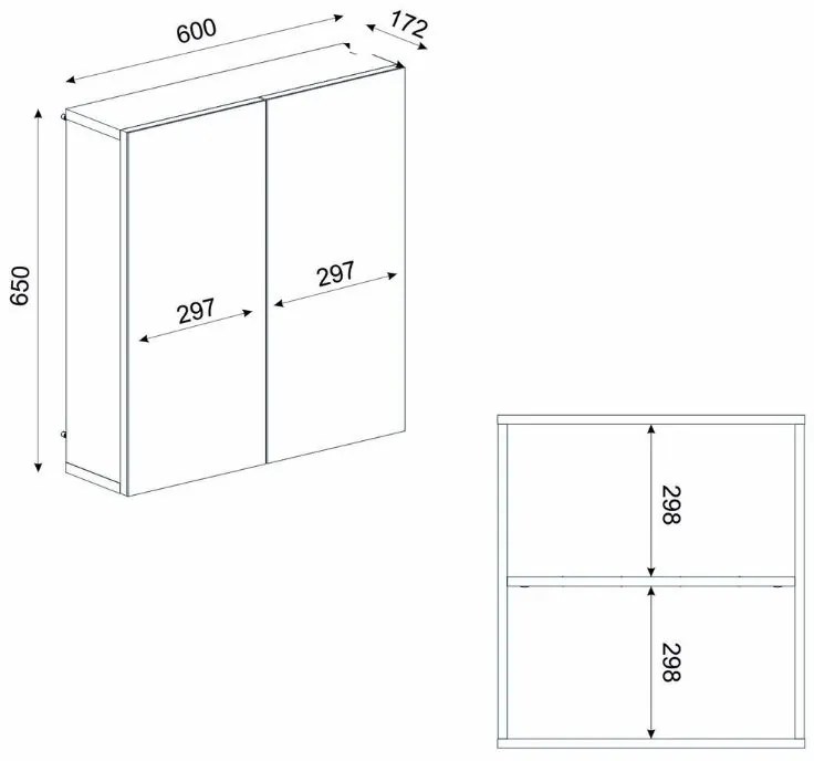Καθρέπτης μπάνιου Binary Μegapap χρώμα λευκό 60x17,2x65εκ.