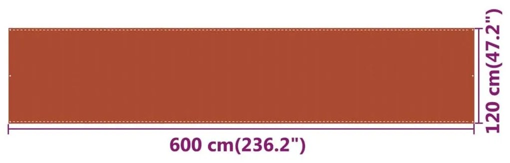 Διαχωριστικό Βεράντας Πορτοκαλί 120 x 600 εκ. από HDPE - Πορτοκαλί
