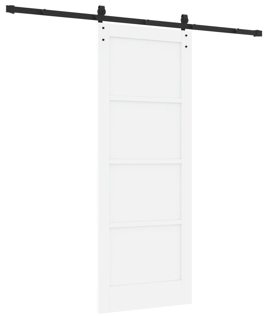 vidaXL Συρόμενη Πόρτα με Σετ Εξαρτημάτων Λευκή 78x202 εκ. Στερεό Ξύλο Πεύκου