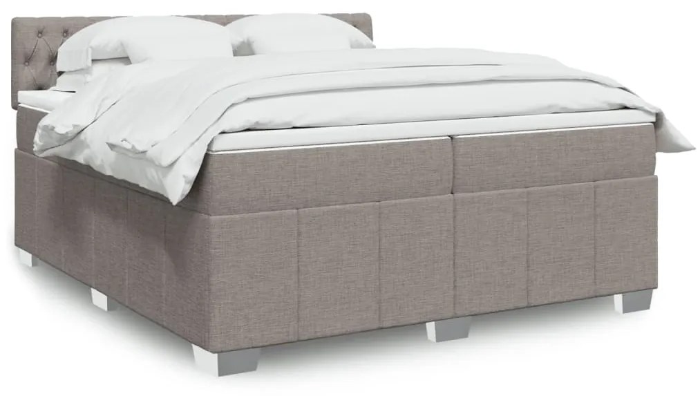 Κρεβάτι Boxspring με Στρώμα Taupe 200x200 εκ. Υφασμάτινο - Μπεζ-Γκρι