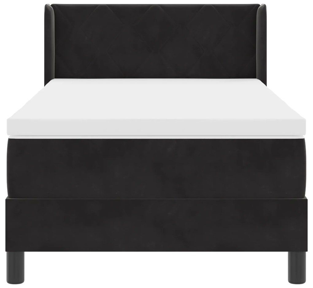 vidaXL Κρεβάτι Box Spring με Στρώμα Μαύρο 100x200 εκ. Βελούδο