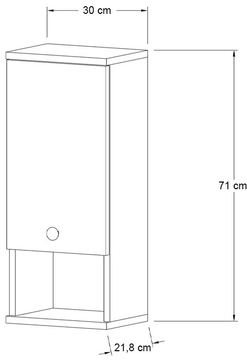 Ντουλάπι μπάνιου επιτοίχιο Mis Megapap χρώμα sapphire oak 30x21,8x71εκ.