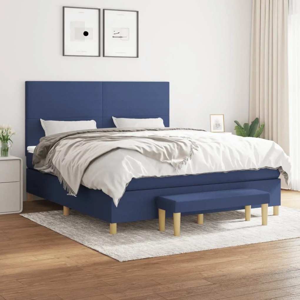 ΚΡΕΒΑΤΙ BOXSPRING ΜΕ ΣΤΡΩΜΑ ΜΠΛΕ 180X200 ΕΚ. ΥΦΑΣΜΑΤΙΝΟ 3137019