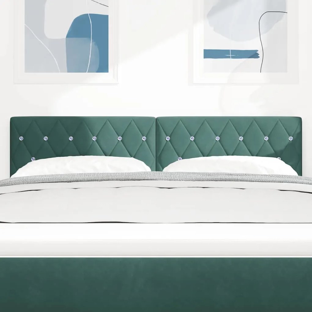 vidaXL Βελούδινο Κεφαλάρι Argyle Σκούρο Πράσινο 160 cm Βελούδο