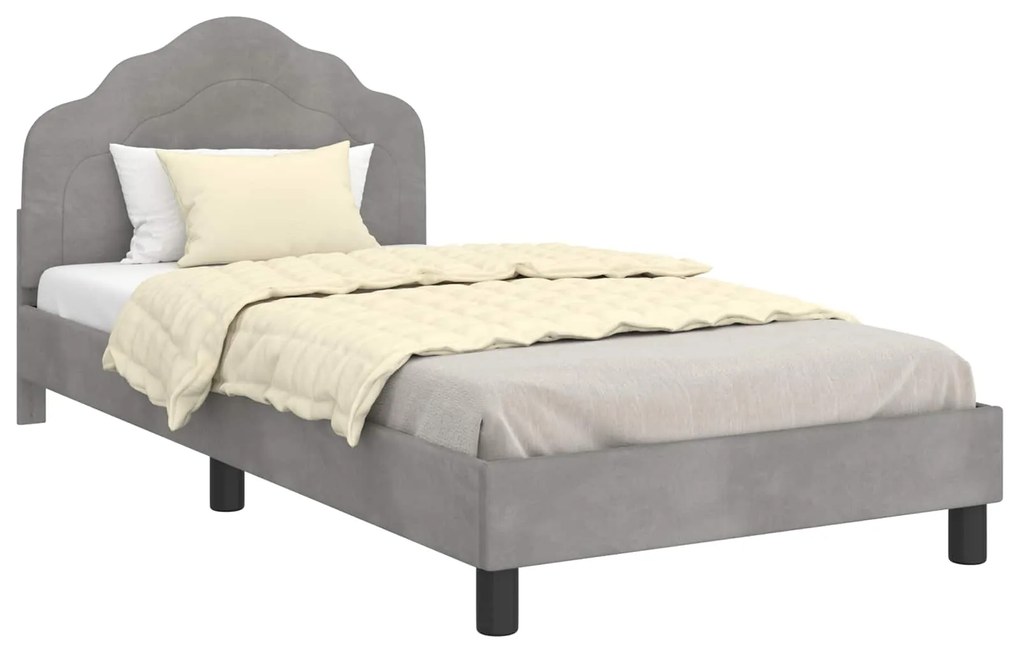 vidaXL Κρεβάτι Παιδικής Κρεβατοκάμαρας με Κεφαλάκι Ανοιχτό γκρι