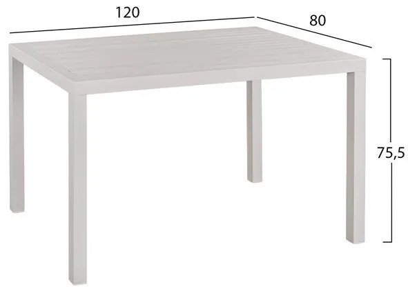 Σετ Κήπου Τραπεζαρία HM10526 5 τεμ Λευκό με Τραπέζι Αλουμινίου 120x80x75.5 εκ. &amp; 4 Καρέκλες Μεταλλικές