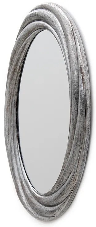 Kαθρέφτης τοίχου οβάλ πλαστικός σε χρώμα ασημί 76x56