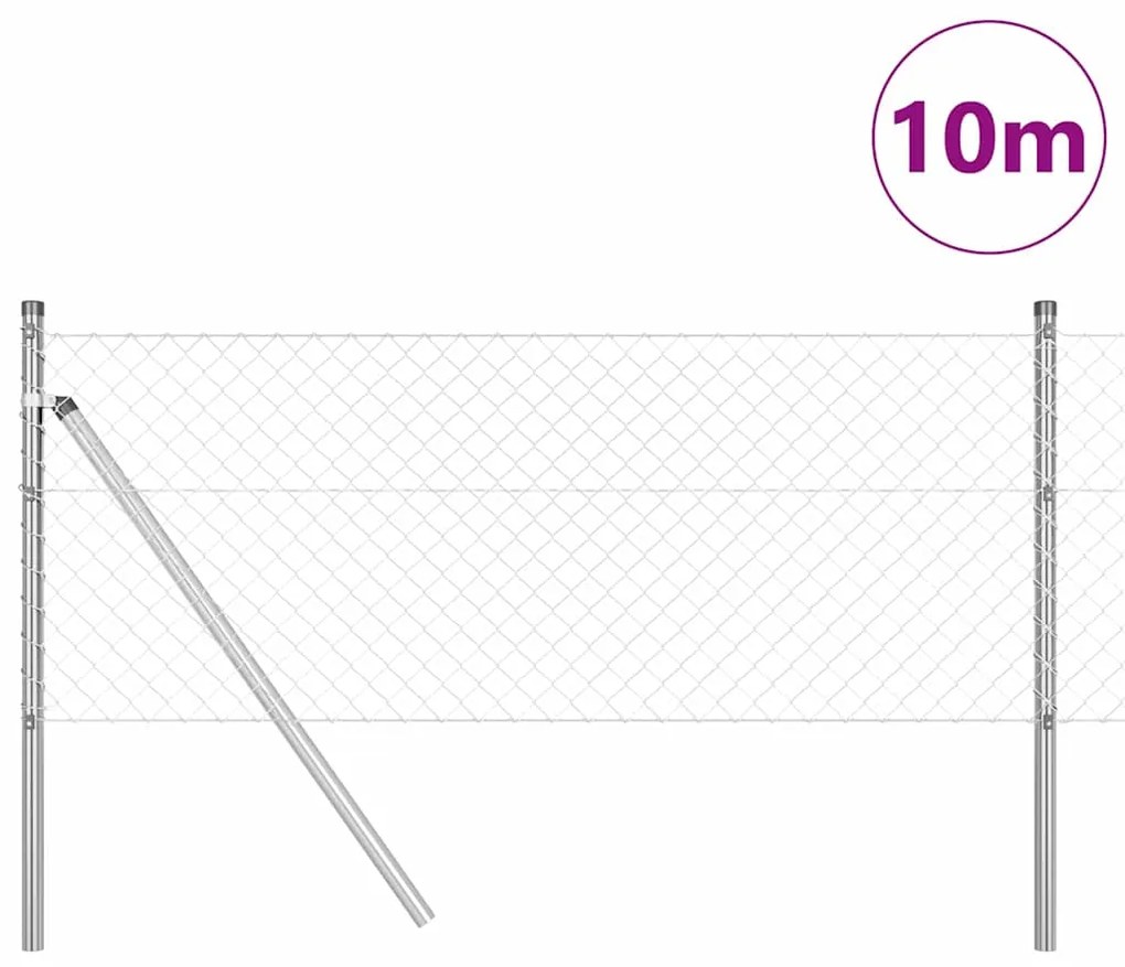 vidaXL Στύλος Περιφράξεων Ασημί 10 x 0,4 μ (40 x 40 χιλιοστά πλέγμα)