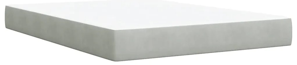 vidaXL Κρεβάτι Boxspring με Στρώμα Ανοιχτό Γκρι 160x200 εκ. Βελούδινο