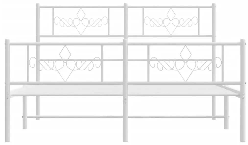 vidaXL Πλαίσιο Κρεβατιού με Κεφαλάρι&Ποδαρικό Λευκό 140x190εκ. Μέταλλο