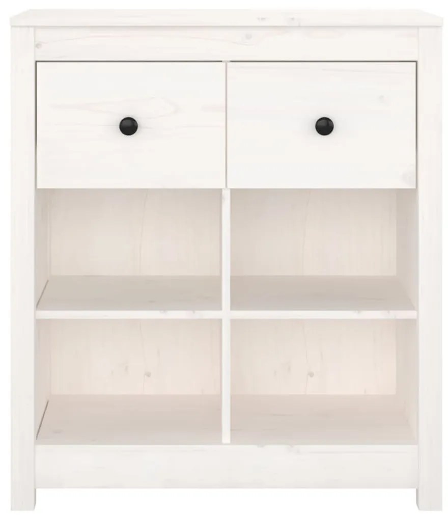 Συρταριέρα Λευκή 70 x 35 x 80 εκ. από Μασίφ Ξύλο Πεύκου - Λευκό