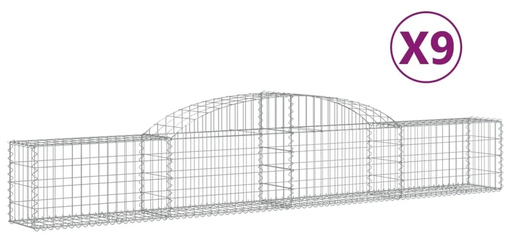 vidaXL Συρματοκιβώτια Τοξωτά 9 τεμ. 300x30x40/60 εκ. Γαλβαν. Ατσάλι