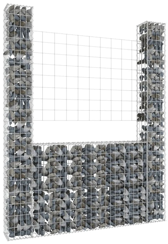 vidaXL Συρματοκιβώτιο σε U Σχήμα με 2 Στύλους 140x20x200 εκ Σιδερένιο