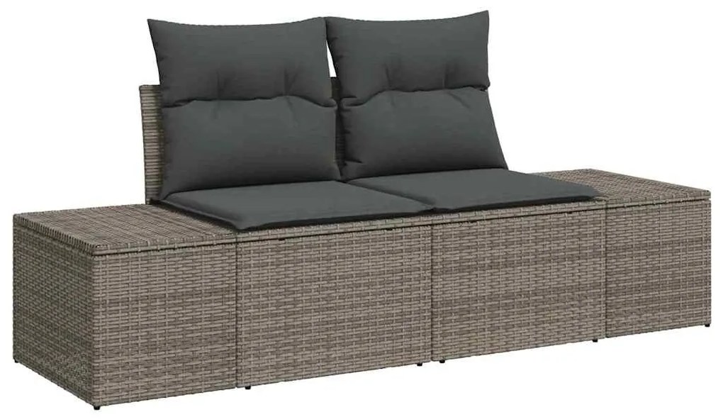 vidaXL Σετ Κήπου 11 Τεμαχίων Με Μαξιλάρια Γκρι Poly Rattan