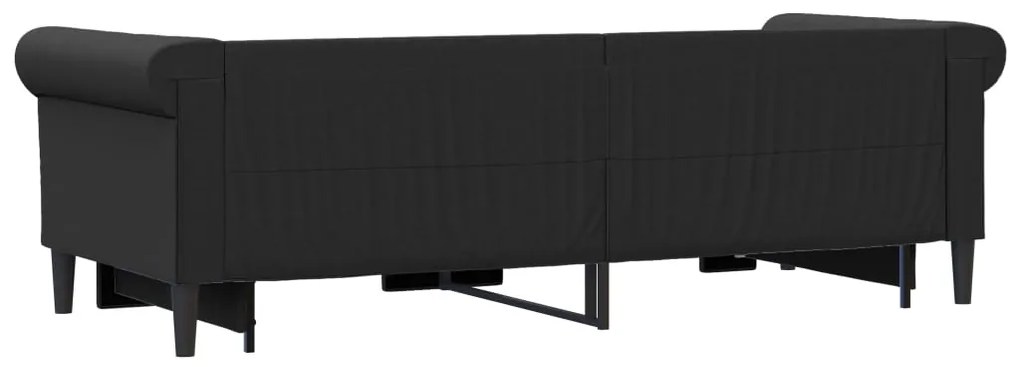 vidaXL Καναπές Κρεβάτι Συρόμενος Μαύρο 90x200 εκ. Συνθ. Δέρμα&amp;Συρτάρια
