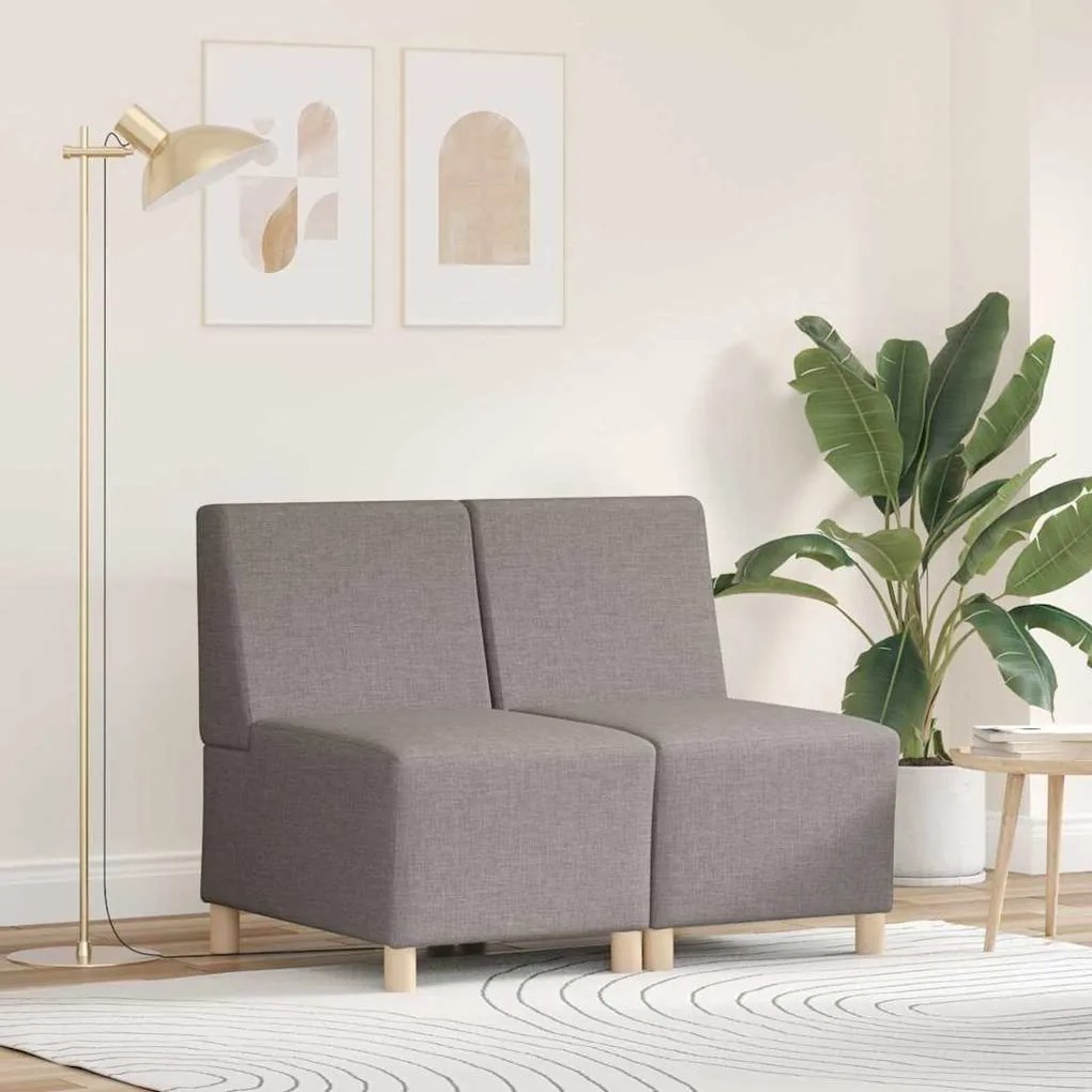 vidaXL Μοναδικός Καναπές χωρίς Χερούλια 2 pcs Taupe 55 x 74 x 82 εκ.