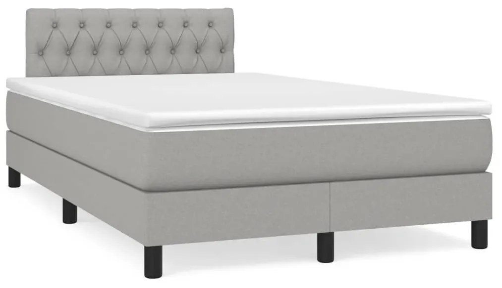 Κρεβάτι Boxspring με Στρώμα Ανοιχτό Γκρι 120x190 εκ. Υφασμάτινο - Γκρι