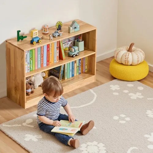 VEVOR Montessori Bookshelf, 870 mm Width Toy Storage Organizer, 2-Tier Kids Display Storage Cabinet, Daycare Furniture, Kids Bookshelf for Bedroom, Nursery, Living Room, Entryway, Preschool, Brown