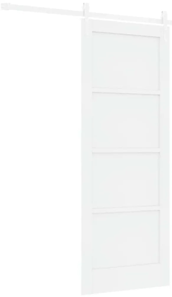 vidaXL Συρόμενη Πόρτα Λευκό 78 x 202 εκ. Μασίφ ξύλο πεύκου και χάλυβας