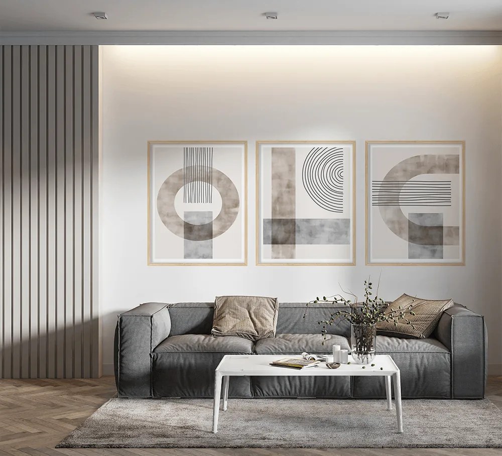 Σετ Πόστερ &amp;  Κάδρο Geometrico PST124 50x70cm Φυσικό Ξύλινο Κάδρο (με ποστερ)