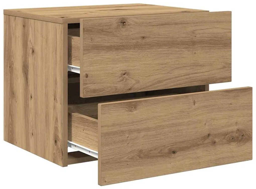 vidaXL Τοίχου κομοδίνο με συρτάρι 2 pcs artisan δρυς 50 x 39 x 41 εκ.