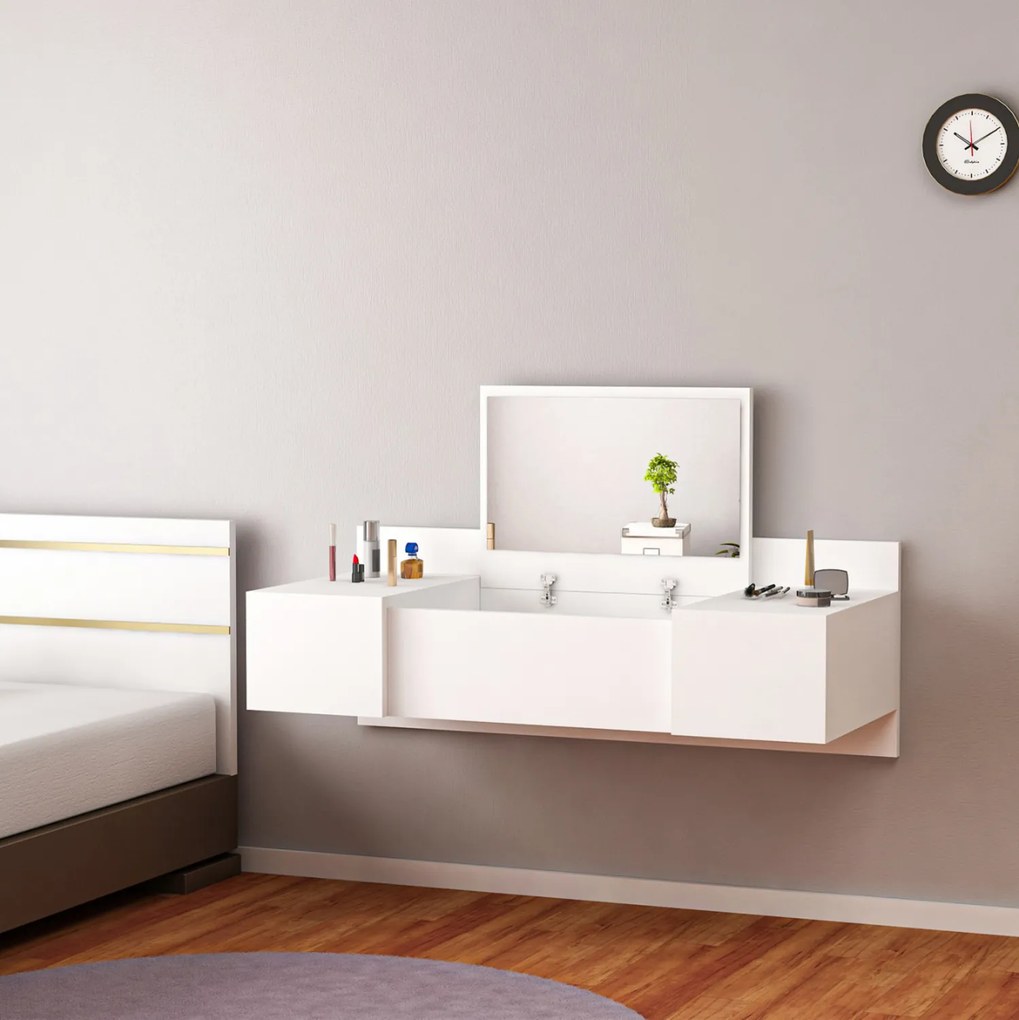 Intrahome ΚΡΕΜΑΣΤΗ ΤΟΥΑΛΕΤΑ ΜΕ ΚΑΘΡΕΠΤΗ LINDE .11 ΛΕΥΚΗ ΜΕΛΑΜΙΝΗ 100x39x33Y εκ. intraho-1646264