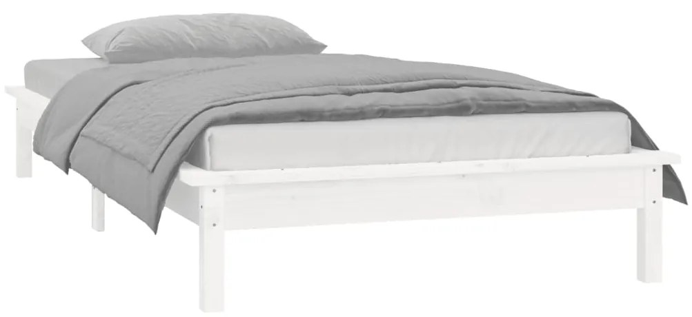 vidaXL Πλαίσιο Κρεβατιού με LED Λευκό 100 x 200 εκ. από Μασίφ Ξύλο