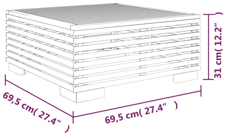 Τραπεζάκι Κήπου 69,5x69,5x31 εκ. από Μασίφ Ξύλο Teak - Καφέ