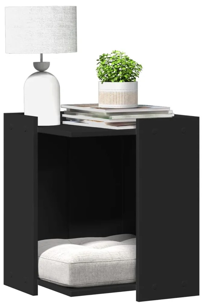 Τουαλέτα Γάτας Περίφραξη Μαύρο 42x42x51 εκ. Επεξεργασμ. Ξύλο