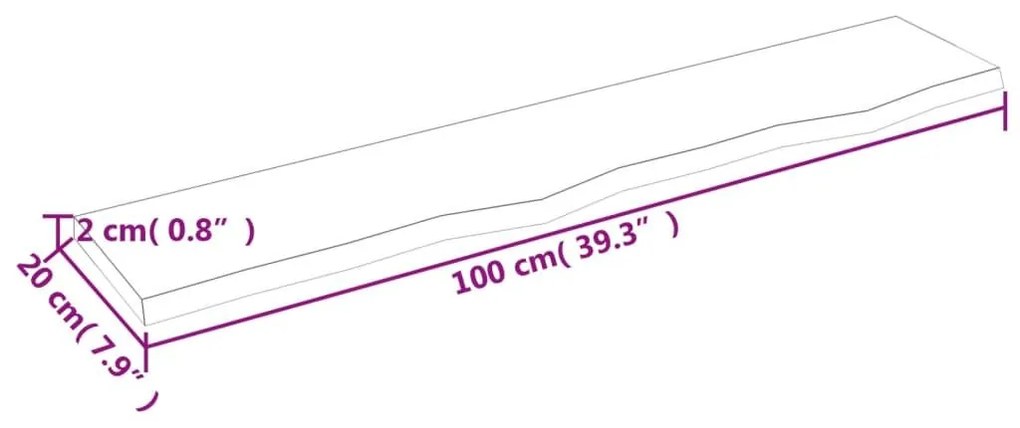 Ράφι Τοίχου Ανοιχτό Καφέ 100x20x2 εκ. Επεξεργ. Μασίφ Ξύλο Δρυός - Καφέ