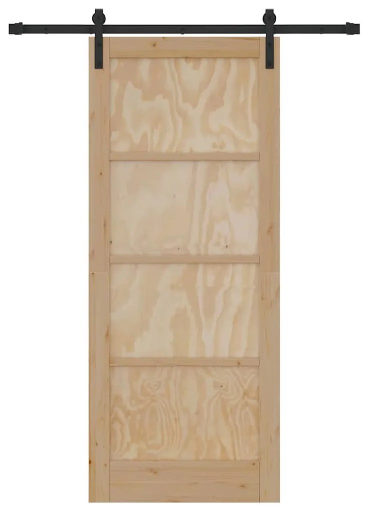 vidaXL Συρόμενη Πόρτα Καφέ 83 x 202 εκ. Στερεά ξυλεία πεύκου