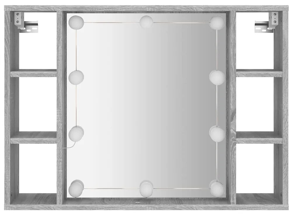 vidaXL Έπιπλο Καθρέπτη με LED Γκρι Sonoma 76 x 15 x 55 εκ.