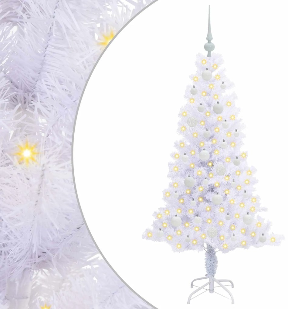 vidaXL Τεχνητό Χριστουγεννιάτικο Δέντρο Λευκό 150 cm PVC και Χάλυβας
